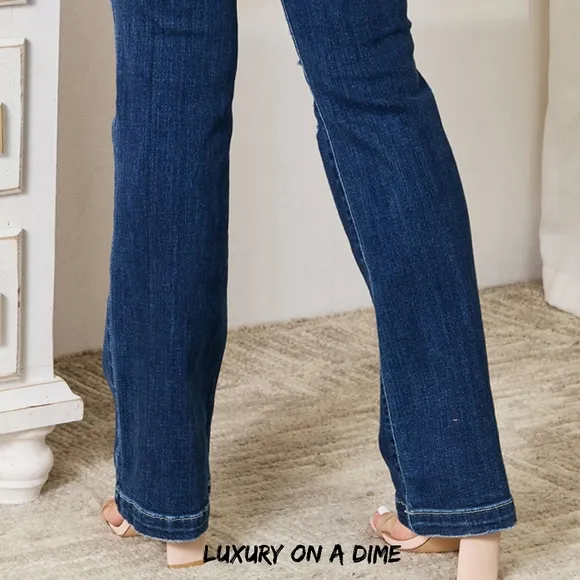 Judy Blue Mid-rise Distressed Ripped Slim Jeans Hand Sand Destroy Boot Cut Pants
