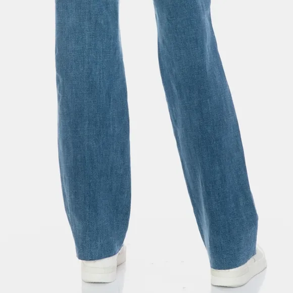 Judy Blue Tummy Control High-Rise Boyfriend Jeans Straight Leg Raw Denim Pants