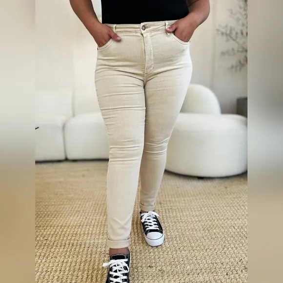 Judy Blue Tummy Control High-Rise Waist Denim Skinny Jean Slim Pants Plus Size