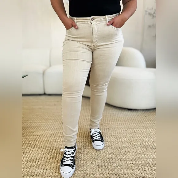Judy Blue Tummy Control High-Rise Waist Denim Skinny Jean Slim Pants Plus Size