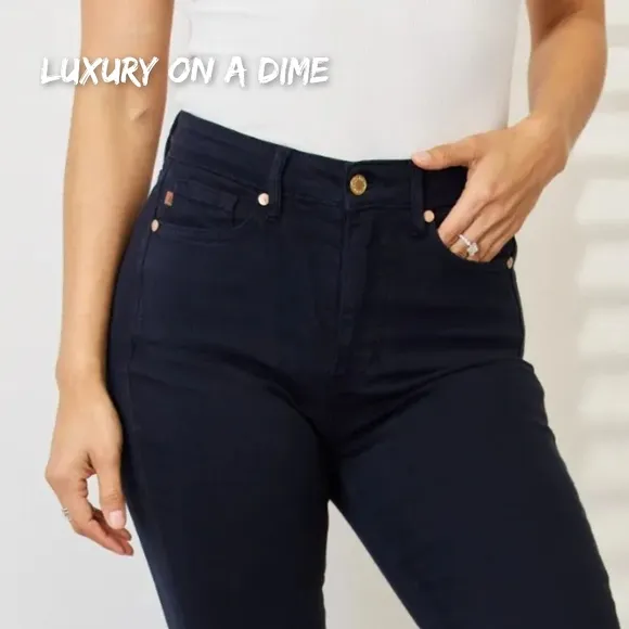 Judy Blue Tummy Control High-Rise Waist Navy Denim Stretch Skinny Jean Pants