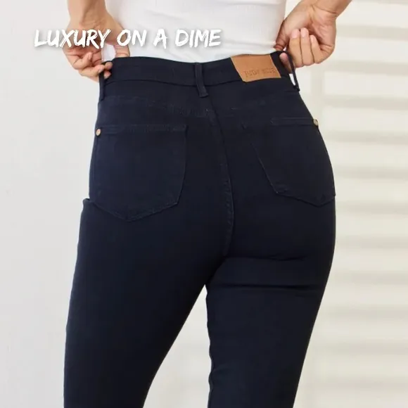 Judy Blue Tummy Control High-Rise Waist Navy Denim Stretch Skinny Jean Pants
