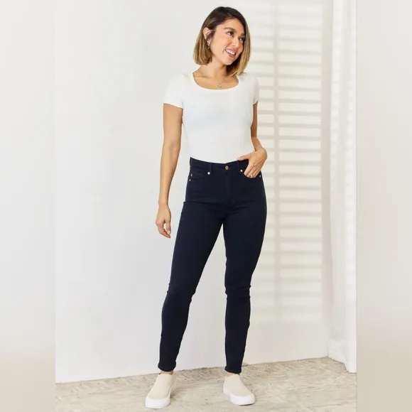 Judy Blue Tummy Control High-Rise Waist Navy Denim Stretch Skinny Jean Pants