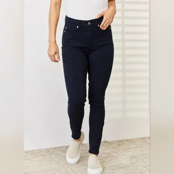 Judy Blue Tummy Control High-Rise Waist Navy Denim Stretch Skinny Jean Pants