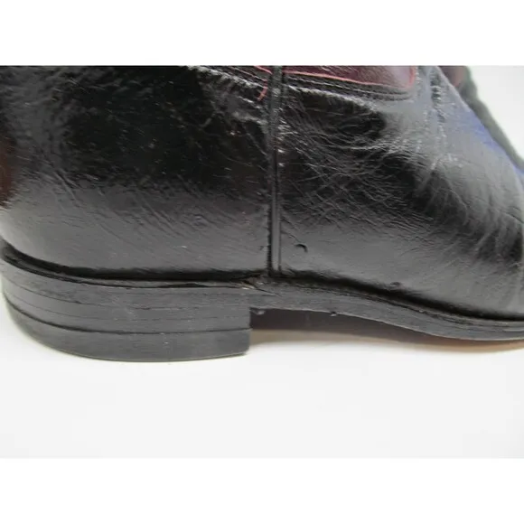 Justin Boots J2198 Vintage Burgundy And Black Smooth Ostrich Boots Size US 8 B