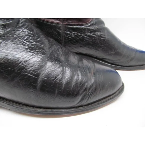 Justin Boots J2198 Vintage Burgundy And Black Smooth Ostrich Boots Size US 8 B