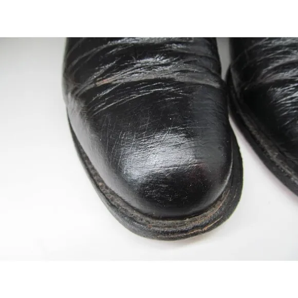 Justin Boots J2198 Vintage Burgundy And Black Smooth Ostrich Boots Size US 8 B