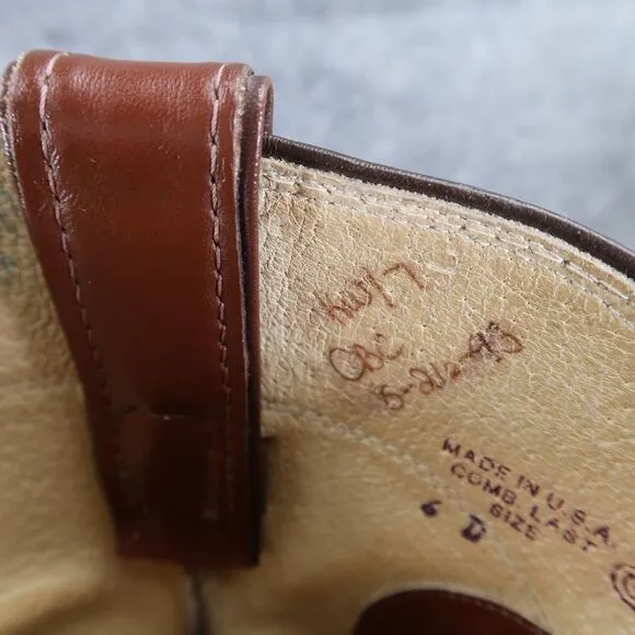 Justin Boots Mens 6 Western Roper Cowboy Leather Brown Round Toe Vintage 1993
