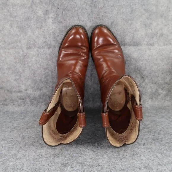 Justin Boots Mens 6 Western Roper Cowboy Leather Brown Round Toe Vintage 1993