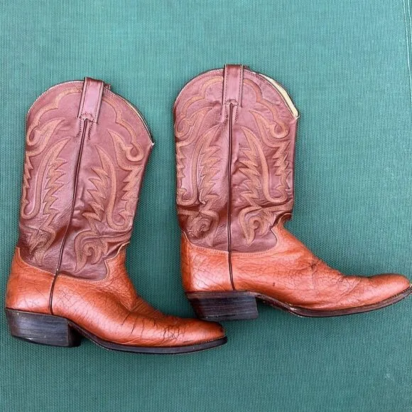 Justin Boots Vintage men’s Western Cowboy Size 19.5D Style 1443 USA Camel