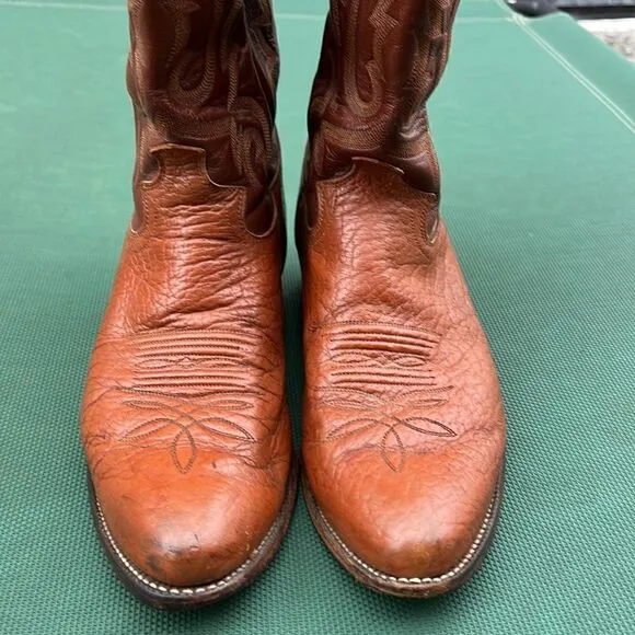 Justin Boots Vintage men’s Western Cowboy Size 19.5D Style 1443 USA Camel