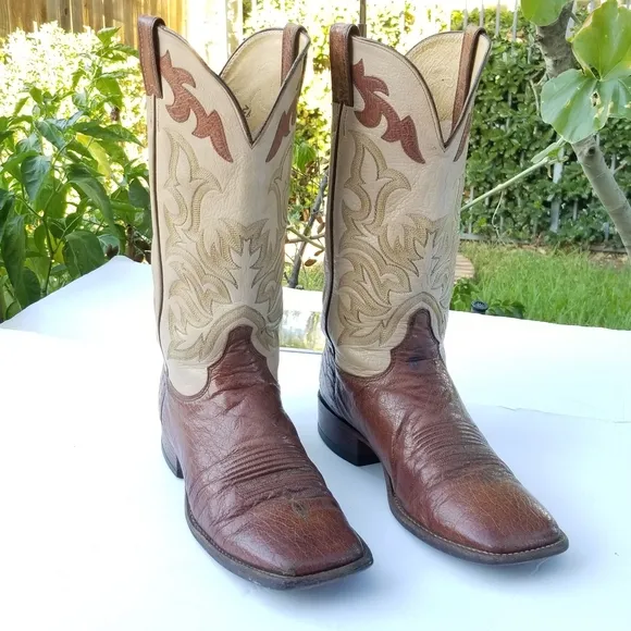 Justin Men's Bent Rail Austin Cognac Brown Square Toe Western cowboy Boots