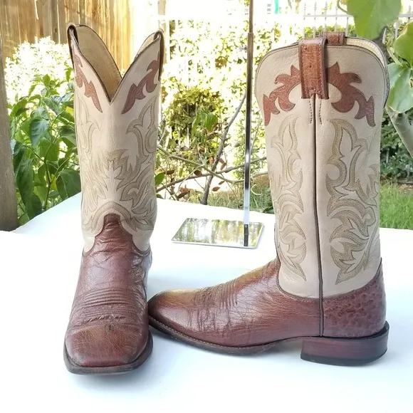Justin Men's Bent Rail Austin Cognac Brown Square Toe Western cowboy Boots