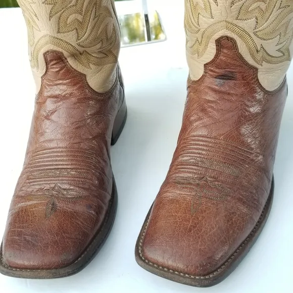 Justin Men's Bent Rail Austin Cognac Brown Square Toe Western cowboy Boots