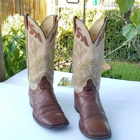 Justin Men's Bent Rail Austin Cognac Brown Square Toe Western cowboy Boots
