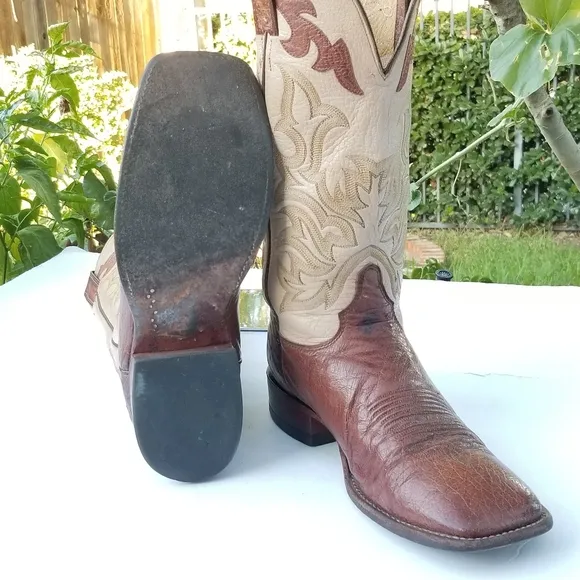 Justin Men's Bent Rail Austin Cognac Brown Square Toe Western cowboy Boots