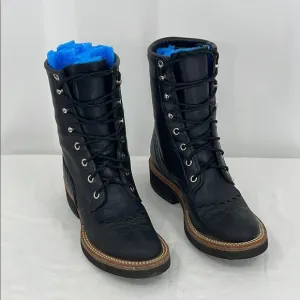 JUSTIN VINTAGE WOMENS SIZE 5.5 Black Lace-Up Western Boots