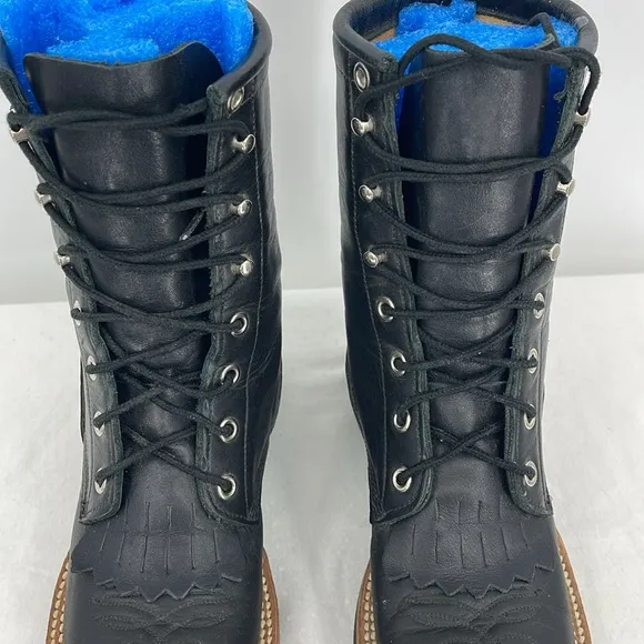 JUSTIN VINTAGE WOMENS SIZE 5.5 Black Lace-Up Western Boots