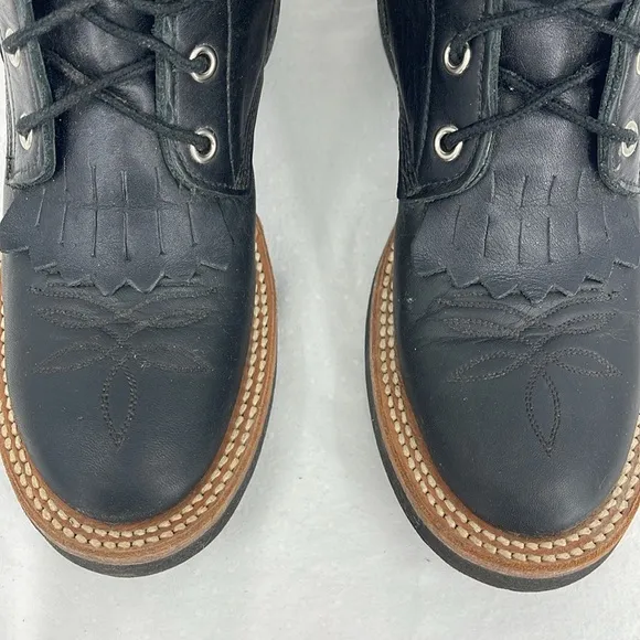 JUSTIN VINTAGE WOMENS SIZE 5.5 Black Lace-Up Western Boots