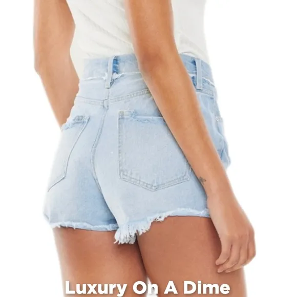 KanCan Button Fly High Rise Distressed Frayed Torn Denim Cut-Off Jean Shorts