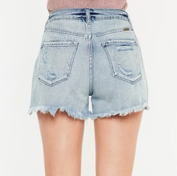 KanCan Distressed Torn High Rise Waist Denim Cut-off Frayed Hem Jean Shorts