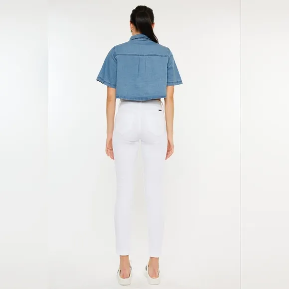 KanCan Slim High-Rise Waist White Denim Classic Skinny Ankle Jean Pants