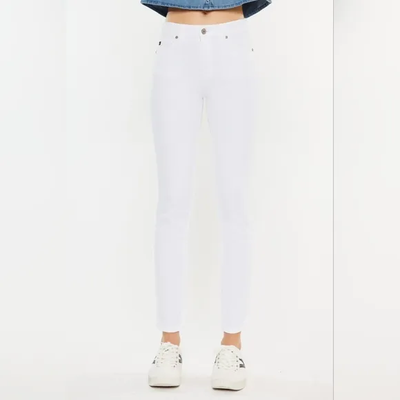 KanCan Slim High-Rise Waist White Denim Classic Skinny Ankle Jean Pants
