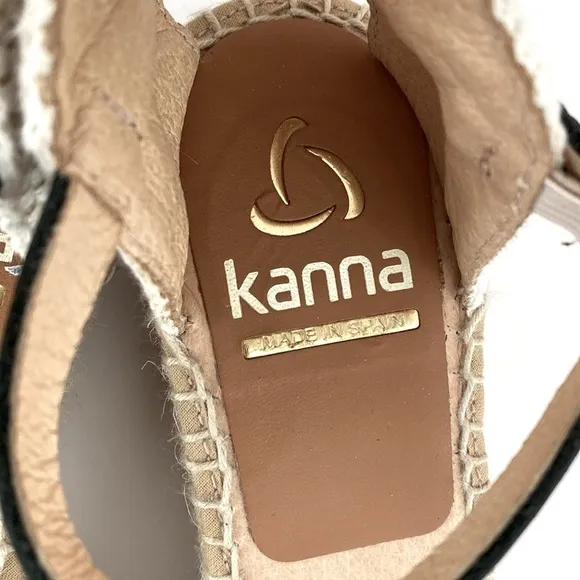 Kanna Made in Spain Leather Espadrille Strap Sandals US 7.5 Preppy Coastal Boho