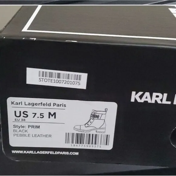 Karl Lagerfeld Black Pebble leather boots size 7.5 black jewels embellished edgy