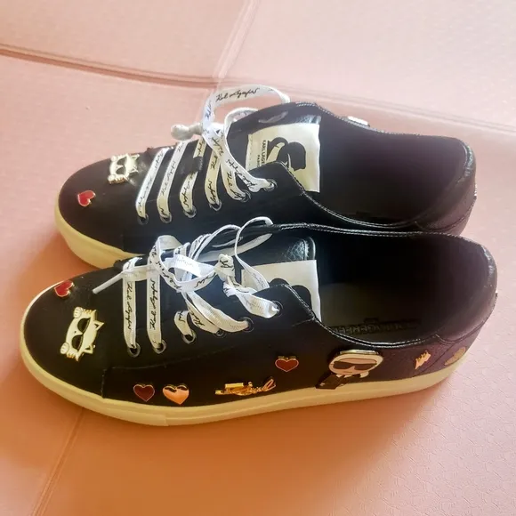 Karl Lagerfeld Cate Pins Lace Up Sneakers, 9,  NEW Without Box