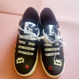 Karl Lagerfeld Cate Pins Lace Up Sneakers, 9,  NEW Without Box
