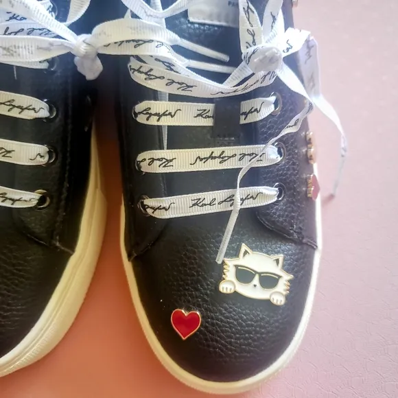 Karl Lagerfeld Cate Pins Lace Up Sneakers, 9,  NEW Without Box