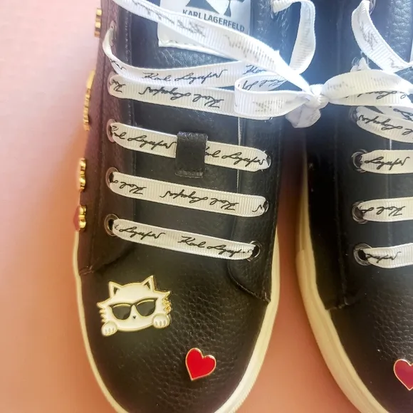 Karl Lagerfeld Cate Pins Lace Up Sneakers, 9,  NEW Without Box