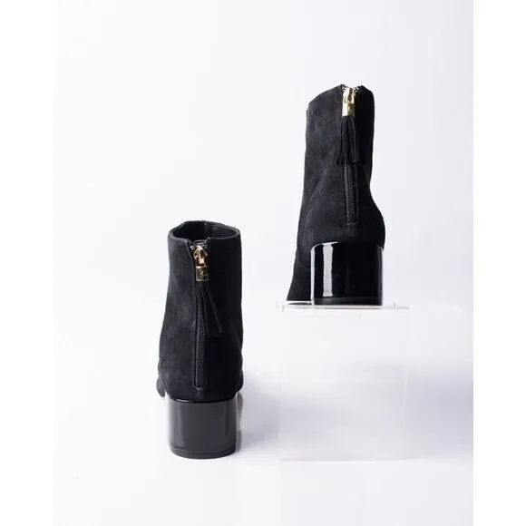 Karl Lagerfeld Maude Womens Black Suede Ankle Boots Booties Tassels Sz 6 Pointed
