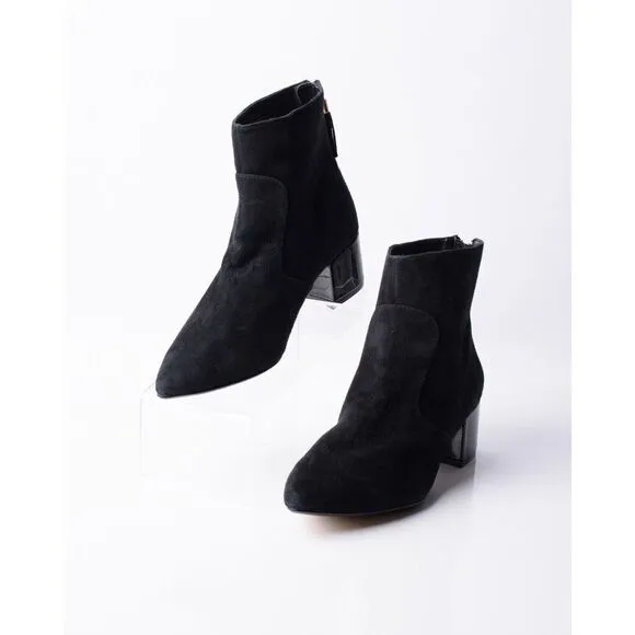Karl Lagerfeld Maude Womens Black Suede Ankle Boots Booties Tassels Sz 6 Pointed