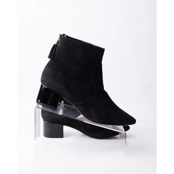 Karl Lagerfeld Maude Womens Black Suede Ankle Boots Booties Tassels Sz 6 Pointed