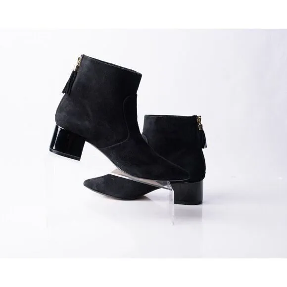 Karl Lagerfeld Maude Womens Black Suede Ankle Boots Booties Tassels Sz 6 Pointed