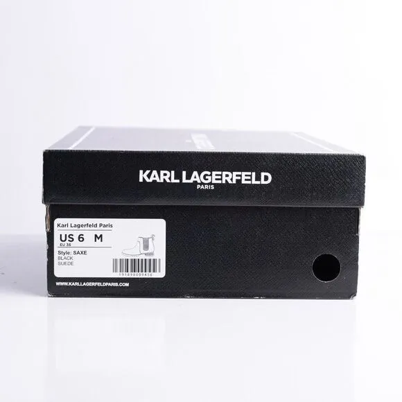 Karl Lagerfeld Maude Womens Black Suede Ankle Boots Booties Tassels Sz 6 Pointed
