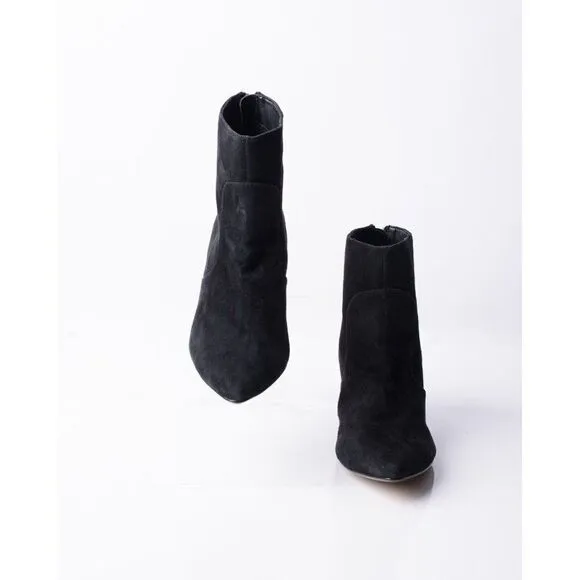 Karl Lagerfeld Maude Womens Black Suede Ankle Boots Booties Tassels Sz 6 Pointed