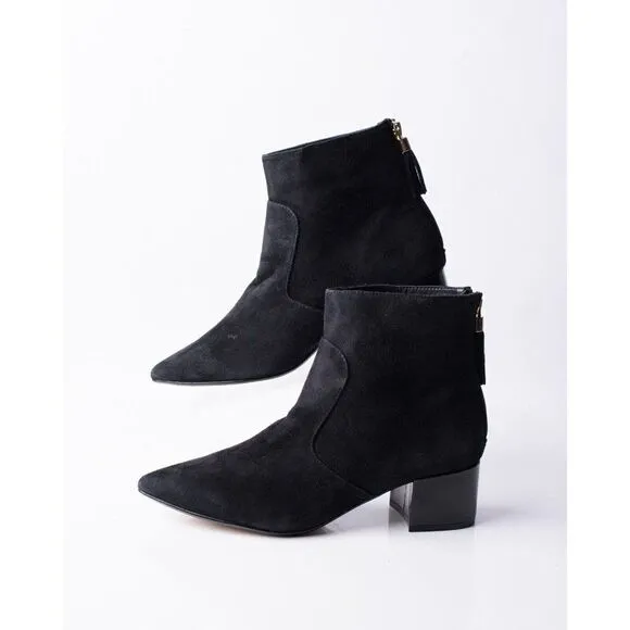 Karl Lagerfeld Maude Womens Black Suede Ankle Boots Booties Tassels Sz 6 Pointed