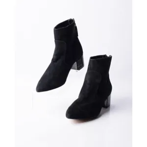 Karl Lagerfeld Maude Womens Black Suede Ankle Boots Booties Tassels Sz 6 Pointed