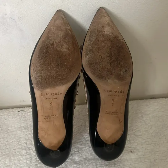 Kate Spade Black and Pink Studded Kitten Heels Sz 9