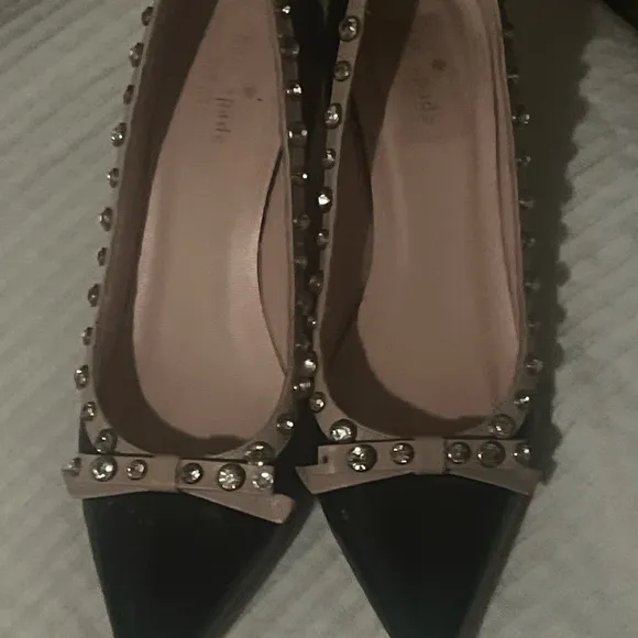 Kate Spade Black and Pink Studded Kitten Heels Sz 9