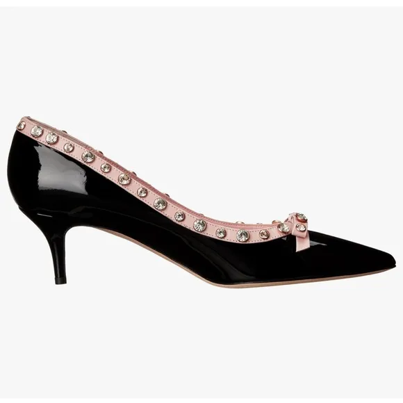 Kate Spade Black and Pink Studded Kitten Heels Sz 9