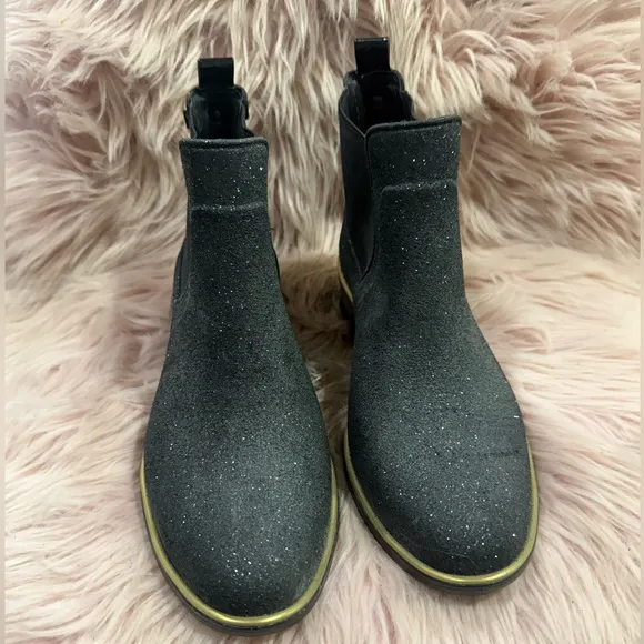 Kate Spade Black Glitter Ankle Boots