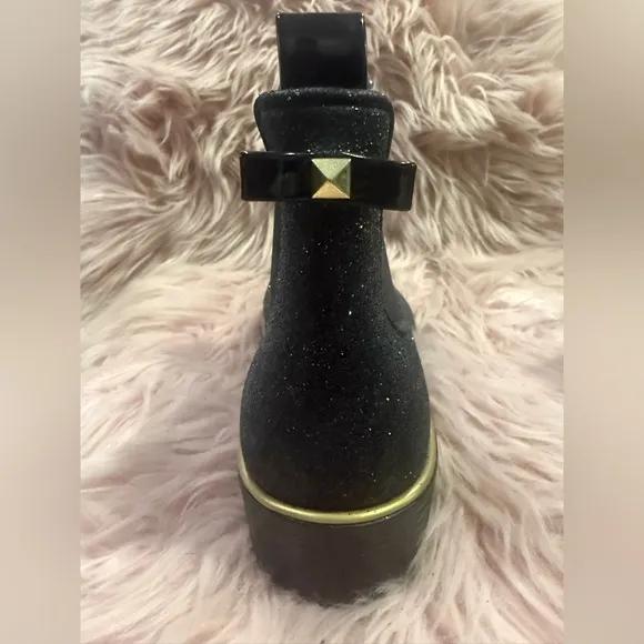 Kate Spade Black Glitter Ankle Boots