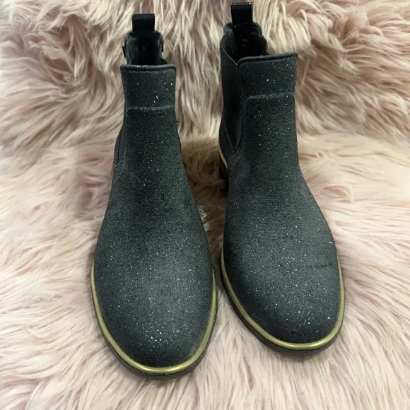 Kate Spade Black Glitter Ankle Boots