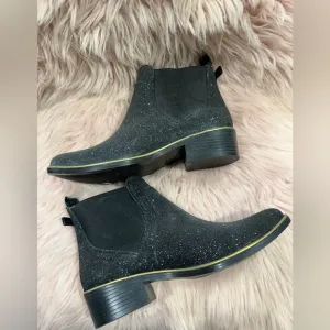Kate Spade Black Glitter Ankle Boots