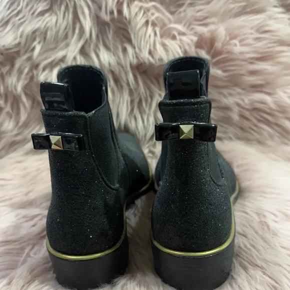 Kate Spade Black Glitter Ankle Boots