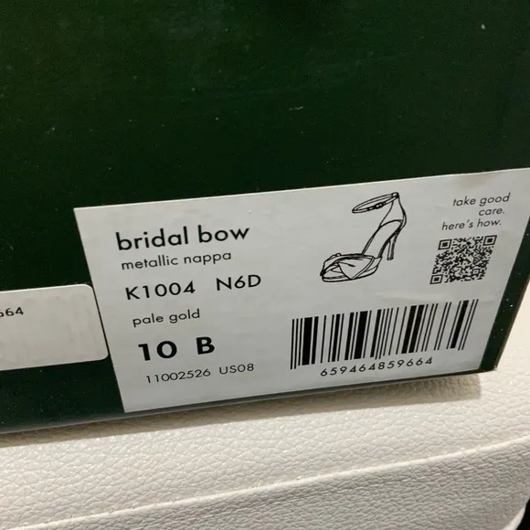 Kate Spade Bridal Bow Gold Leather Platform Sandal Stiletto Heel Evening Pump 10